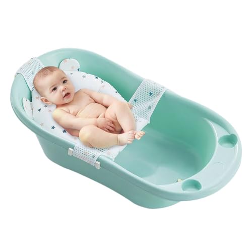 Image of Baby Bath Seat Support Net Soft Infant Bathing Seat Support Mat Suspension Shower Pad Adjustable Non-Slip Newborn Bathtub Sling Mat Baby Sink Bather Tub Shower Net Bathtub Sit Up Mesh 0-6 Month