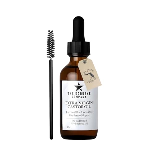 USDA Organic Castor Oil for Eyelashes and Eyebrows Growth - 100% Pure Cold-Pressed, Hexane-Free 60ml with Applicator - Handcrafted in Florida for Hair, Skin & Lashes