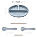 Silicone Baby Feeding Set, Includes Baby Spoons, Toddler Plates and Baby Fork, Suction Plates for Toddlers Divided Design, Microwave and Dishwasher Safe (C-2)