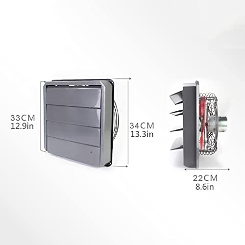 Ventilador de ventilación mural con persianas y malla metálica, ventilador de escape potente de 12 pulgadas, para hogares e industria, 110W, 1670CFM miniatura 2