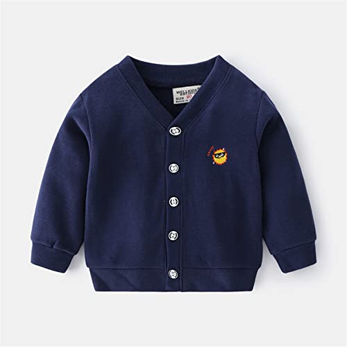 Toddler Cartoon Jacket Children Toddler Kids Infant Baby Boys Girls Long Sleeve Cartoon Embroidery (Navy, 5-6 Years)3