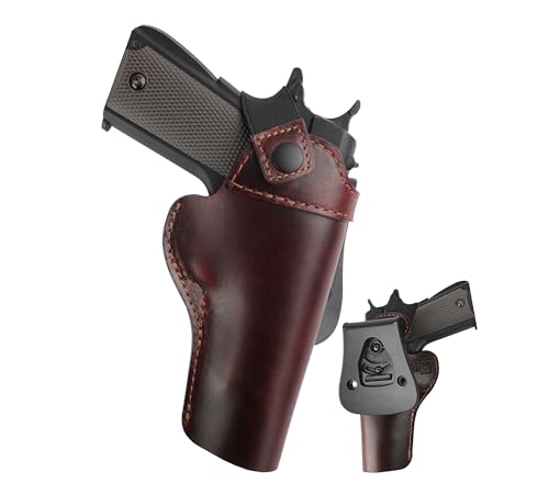 OWB 1911 Leather Holster, OWB Paddle Holster for 1911 4” & 5” Barrels | Fits Colt, Kimber, Springfield, Taurus PT1911, S&W, Sig Sauer, and Other 1911-style Pistols