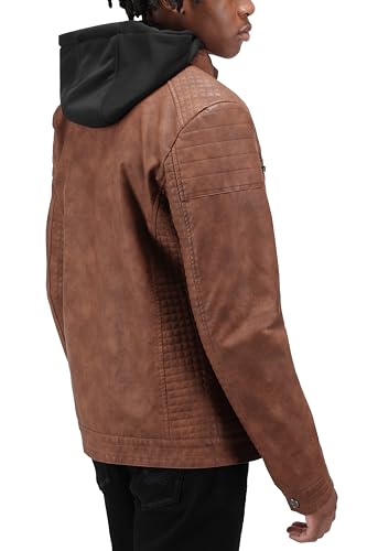 Image of X-Ray Men's Slim Fit Faux-Leather Moto Jacket with Removable Hood
