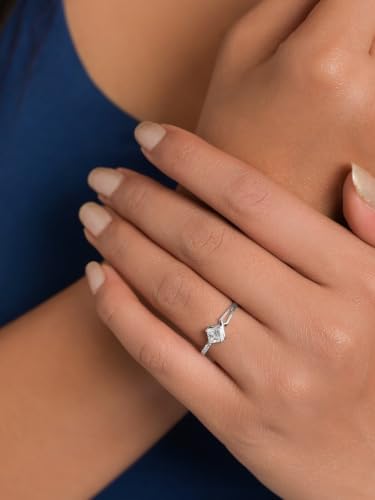 Image of Clara 925 Sterling Silver Minimal Adjustable Ring for Women | Swiss Zirconia | Platinum-Plated | Gift for Girl Wife Girlfriend | Daily Wear
