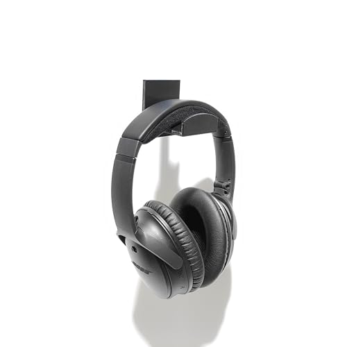 Image of Self-Adhesive Wall-Mount Headphone & Headset Stand | Sleek Black Wall Organizer for Home, Office & Gaming Setups