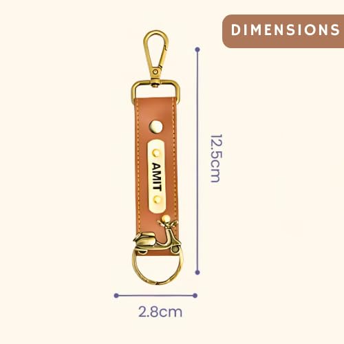 Image of Personalized Leather Keychain with Hook, Customised Leather Keychain for Men & Women | Added with Name & Charm