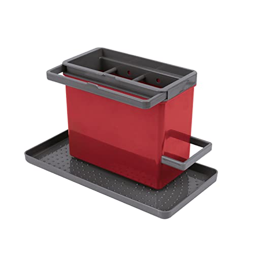 Metaltex Tidytex Spülbecken-Organizer, Kunststoff Abs, Rot/ Grau, 24 x 13 x 14 cm