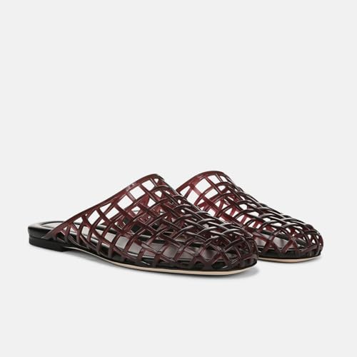 Caradise Jelly Shoes for Women Slip On Clear Mesh Flat Slides Closed Toe Jelly Sandals Mules Summer Slippers Chocolate Size 74