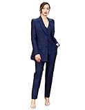 Cdkoke Damen Dreiteiliger Anzug Peak Revers Jacke Einreihig Knopf Weste Hose für Formales Partygeschäft