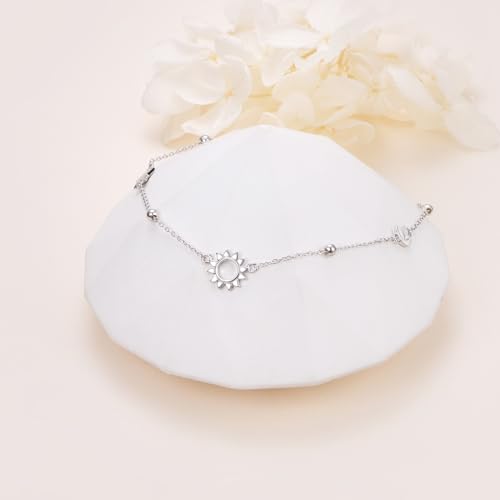 Image of S925 Sterling Silver Anklet for Women Adjustable Plus Foot Ankle Bracelet
