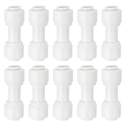 PATIKIL 10pcs Conector Recto de Unión Igual para RO/DI Agua Purificador, 1/4