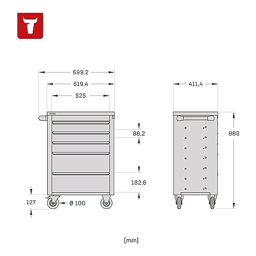 STIER Werkstattwagen Basic+ bestückt 92-teilig, Werkzeugwagen gefüllt, Werkstatteinrichtung – Bild 3