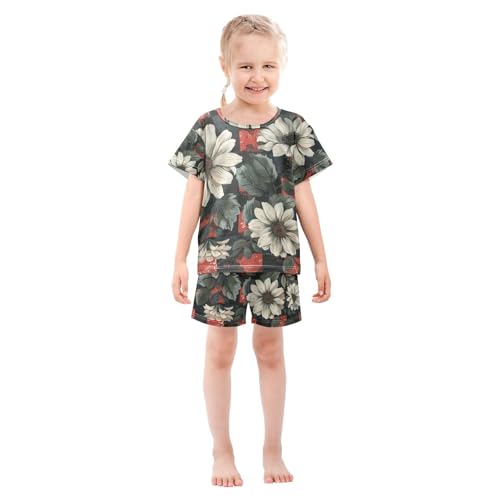 ALAZA Retro Daisy Flowers Pajama Set Short Sleeve Sleepwear Soft Lounge Nightwear3