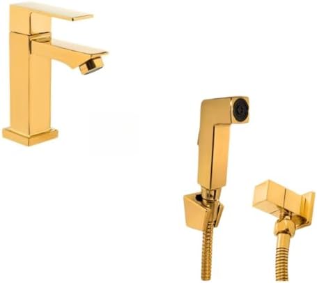 Kit Banheiro Dourado Torneira + Ducha Higiênica Chuveirinho Luxo ...