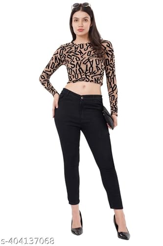Image of ICW Women Long-Sleeves Round Neck Net Printed Transparent Mesh Sheer Crop Top T-Shirt DN38(Mix Print)