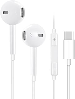 USB C Headphones,Type C Earphones In-Ear Wired Headphones with Mic and Volume Control,HiFi Stereo Noise Cancelling Earbuds Compatible with Huawei P30/Mate 30,Samsung S20,Google Pixel 4XL,One Plus 6T