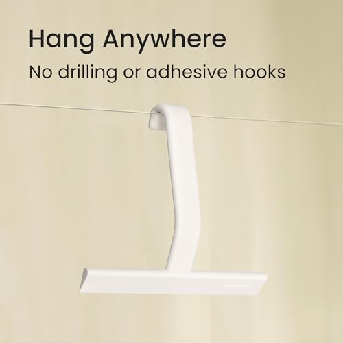 JustHang Shower Squeegee for Glass Doors, All-One-Piece Silicone with Built-in Hook Design for Easy Hanging and Cleaning, 10 Inch White