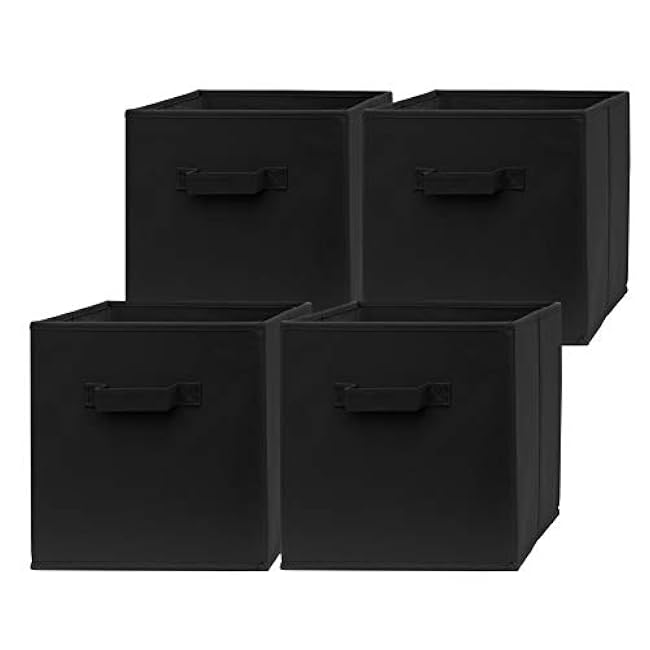 13 Inch Cube Storage Bins - 4 Pack - Large, Dual Handles, Foldable | 13x13 Fabric Bins for Organizing Closet, Clothes and Toys