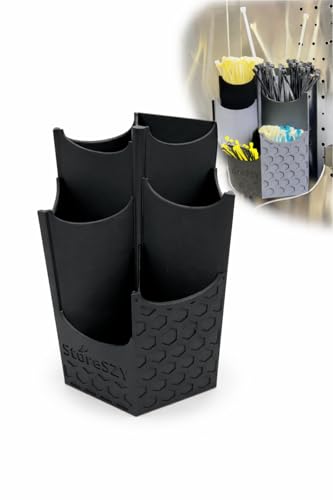 Magnetic Zip Tie Holder Tool Organizer with Rubberized Magnets | Multiple Sizes & Colors for Garage Shop or Toolbox Storage (Black Tall-Multipocket)