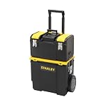 STANLEY 3 in 1 Rolling Work Centre Toolbox with Pull Handle, Detachable Toolbox with Portable Tote Tray, 1-70-326, Black