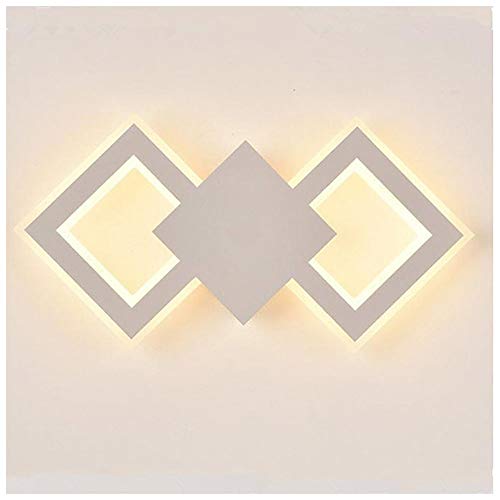 Aplique de pared delgado LED para interiores, aplique de pared moderno cuadrado de 24 W luz nocturna de mesita de noche LED de metal acrílico 3000 K luz blanca cálida de pared perfecta para