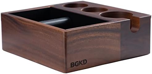 BGKD Espresso Knock Box, Espresso Coffee Wooden Tamping Station Mat for Storage 51mm to 54mm Espresso Tamper, Distributor and Portafilter, Espresso Machine Accessories