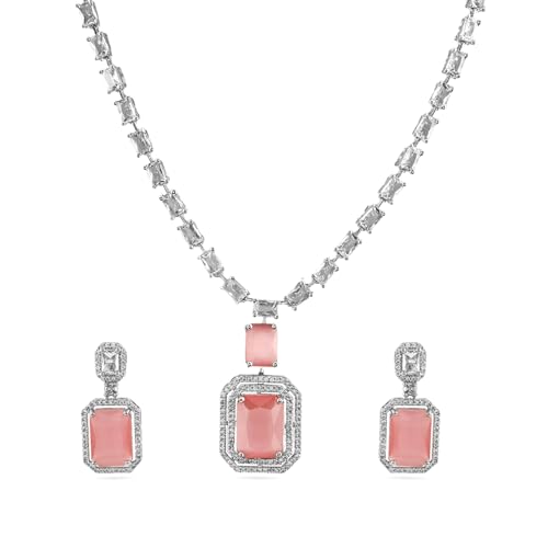 Image of Rubans Necklace Set American Diamond Zirconia Jewellery Gift for Women & Girls