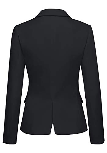 Roskiky Eingekerbter Blazer mit Revers Taschen und Knöpfe Schwarz Large
