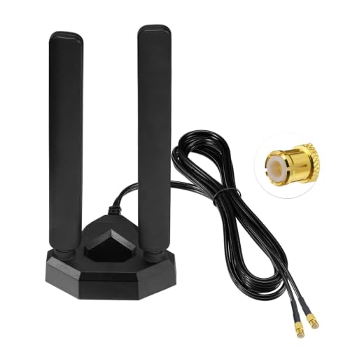 Image of Eightwood WiFi 7 Tri-Band Antenna for MSI Motherboard - 2.4/5/6GHz Omnidirectional WLAN Antenna with Magnetic Base, EZ Plug Plug 200 cm Extension Cable Compatible with Z890 Z790 X870 B850 B860