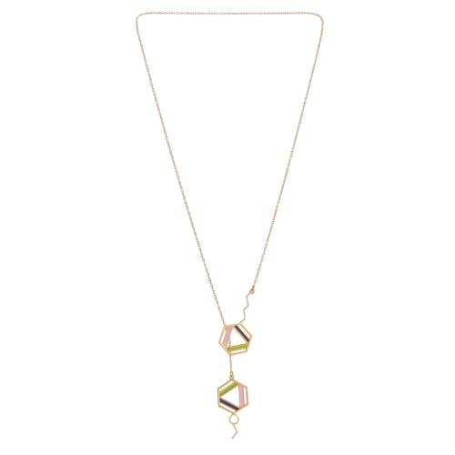 Benzene Plated Enamel Hexagons Necklace