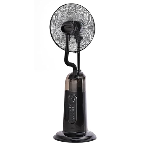 GMBAYUE Ventilador Nebulizador Exterior, Ventilador Nebulizador Industrial, Ventiladores de Pie Silenciosos con Balde de Agua de 2L, 3 Velocidades de Enfriamiento, para Patios y Terrazas.