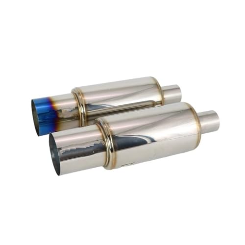 Embout echappement universel 76 89mm bleu pour modification silencieux voiture inox droit