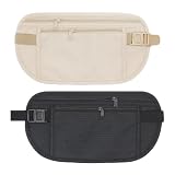 2 cinturones de dinero para viajes, cartera oculta de poliéster para hombres y mujeres, bolsa de cinturón de dinero de viaje, correa elástica ajustable para bolsa de seguridad para tarjetas de