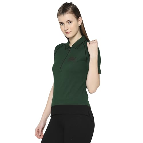 Image of Being Human Blue Slim Fit Polo Collar Short Sleeves Cotton Women's T-Shirt Clothing