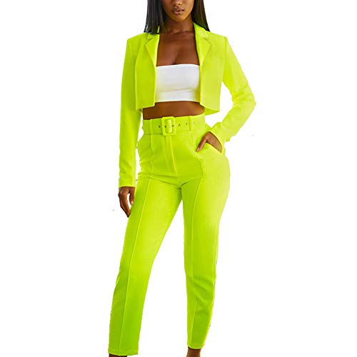 IyMoo Work Blazers for Women Office Womens Jackets - Two Piece Outfits for Women Casual Blazer Long Sleeve Solid Color with Skinny Long Pants Elegant Business Suit Green