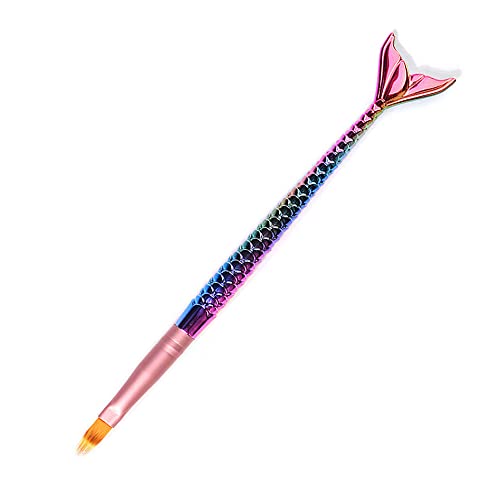 WOKOTO 1Pcs Nail Ombre Brushes Mermaid Fish Handle Painting Pen Brush Manicure Gradient Nail Art Painting Pens Brushes