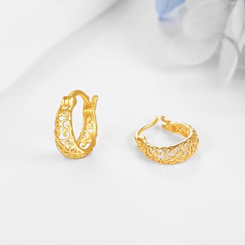 14K Real Gold Filigree/Infinity Twist/Dachshund Hoop Huggie Earrings Boho Earrings Jewelry Gift for Women4