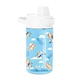Simple Modern Bluey Kids Water Bottle Plastic BPA-Free Tritan Cup with Leak Proof Straw Lid | Reusable and Durable for Toddlers, Girls and Boys | Summit Collection | 12oz, Sky