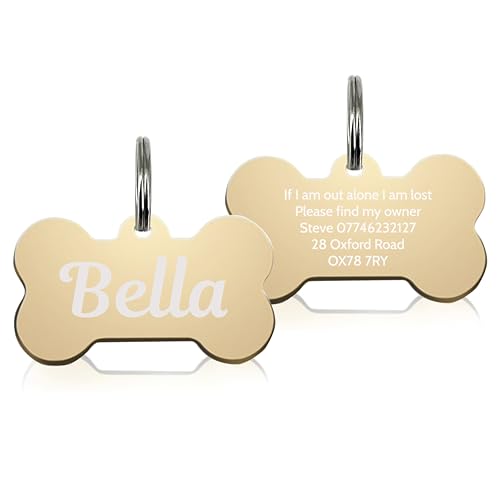 Personalised Dog Tags for Pets Engraved UK Cat Dog Name Identity Pet Tags Doggy Kitten Kitty Puppy Deep Engraved ID Stainless Steel (Bone Shape - Pink) - Image 6