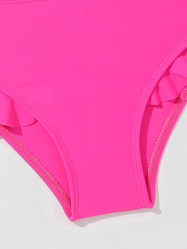 Verdusa Toddler Girl's 3 Piece Swimsuit Floral Print Ruffle Trim Bikini Swimsuit with Kimono Cover Up4