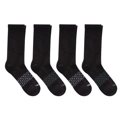 Image of Hanes Men's Socks, Absolute Comfort Cushioned Moisture-wicking Seamless Toe, 4 Pack, Ankle, Crew and Heel Shield Socks