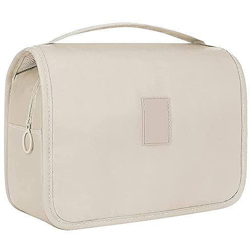 Neceser Maquillaje Impermeable, Neceser Camping, Lindo Neceser Viaje, Neceser de Viaje, Neceser Maquillaje Grande, para Viajes, Viajes de Negocios, Excursiones (Beige Blanco) Cover