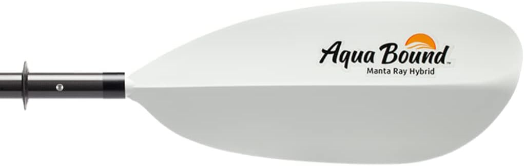 Aqua Bound Manta Ray Hybrid 4-Piece Kayak Paddle – Carbon Shaft, Fiberglass-Reinforced Nylon Dihedral Blades, Feathering for Touring and Recreational Kayaking