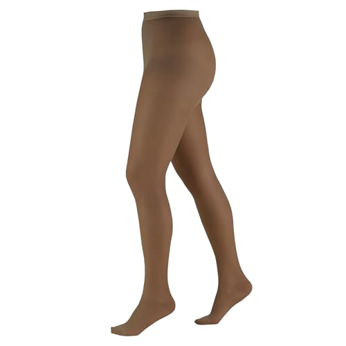 Image of Truform 15-20 mmHg Compression Pantyhose, Sheer 20 Denier Women's Shaping Tights, Espresso, Petite