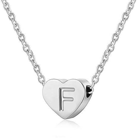 AFSTALR Heart Letter Initial Necklace for Women Silver Personalized Girls Tiny Initial Alphabet Love Choker Necklace