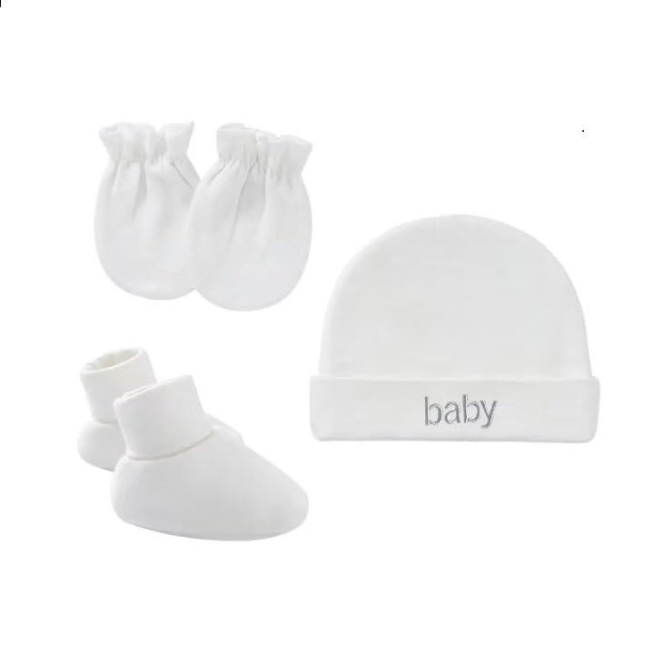ankima New Born Baby Cotton Caps Booties Mittens Combo Set-picture-10