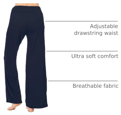 Image of Leggings Depot Women's Wide Leg Drawstring Pajama Pants for Lounge, Sleep | Soft, Breathable Poly-Span, Drawstring Waist, Comfy, Casual, Yoga, Everyday