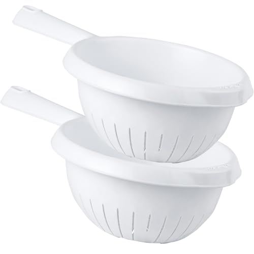 Ice White Handled Colander/Sieve Deep Filter Basket Multi Purpose for Rice, Vegetables & Fruit Washing Food Strainer (1) - Image 4