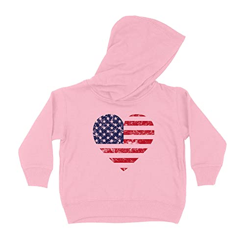 USA Heart Flag Kids Hoodie Sweatshirt Toddler 4T Light Pink