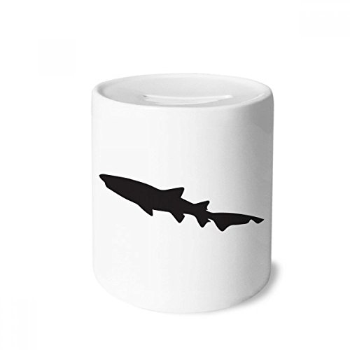 Tirelire requin noir silhouette en céramique DIYthinker pour économies enfants et adultes